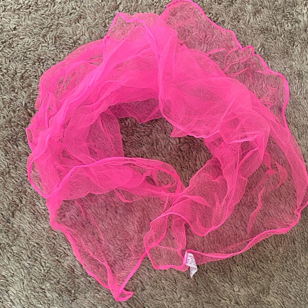 VTG 50’s Sheer Hot Pink Barbie Nylon Made in Japan Scarf